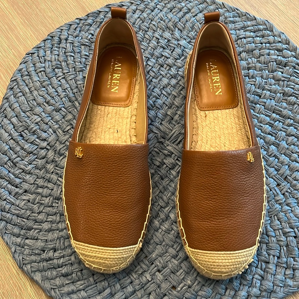 Ralph Lauren size 7 brown leather espadrilles